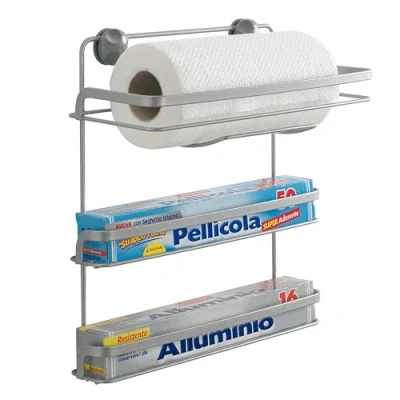 Imagen de Metaltex EUREKA Soporte 3 Rollos de Papel. Acabado POLYTHERM color Gris. Dimensiones: 33x15x34cm