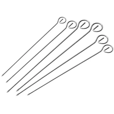 Imagen de Pinchos Brochetas Pincho Brocheta en acero inoxidable carne pescado verduras Barbacoa BBQ 35cm. color inox. 6uds.