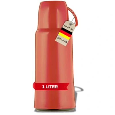Imagen de Helios Elegance Termo rojo de 1,0 l 6 h caliente Mantiene las bebidas calientes y frías Diseño robusto Ideal para viajes