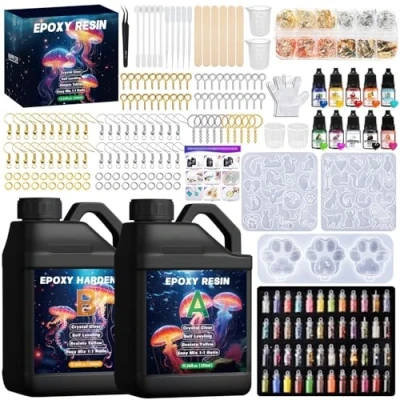 Imagen de UCAMP 1020ml Resina Epoxi Transparente,1:1 Kit con Pigmento,Resina Manualidades,Resina Pintura,Purpurina,Hoja de Oro, Epoxy Resin para Hacer Llavero, Joyas