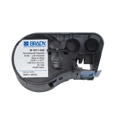 Imagen de BMP51 Brady M 187 1 342 cinta termorretráctil negro sobre blanco 8,50 mm x 25,78 (original)