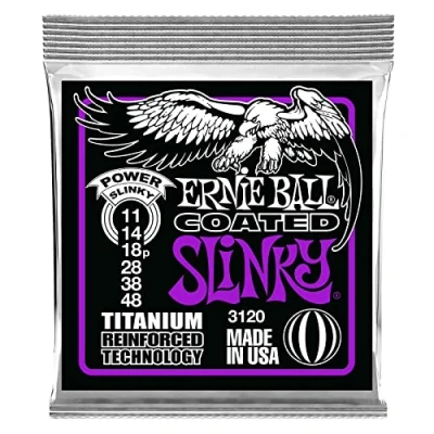 Imagen de Ernie Ball Power Slinky RPS Cuerdas para guitarra eléctrica, titanio, revestidas, calibre 11 48