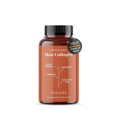 Imagen de Nullure Colágeno para la Piel con Magnesio y Ácido Hialurónico Acción Antiarrugas · tersa Hidratación Marino Hidrolizado + Vit C Resveratrol CoenzimaQ10 120 cáps