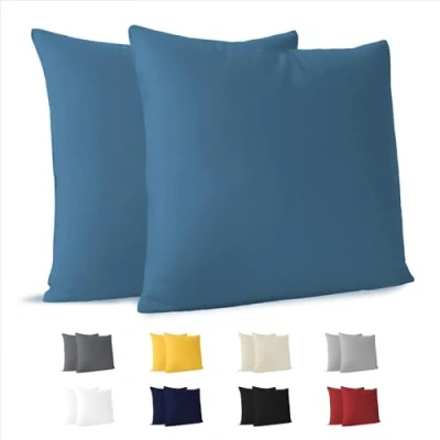 Imagen de Dreamzie Funda Almohada 50x50 (Juego de 2) Blanco para Las Almohadas 50 x cm 100% Algodon Jersey Cojin Cama Protector