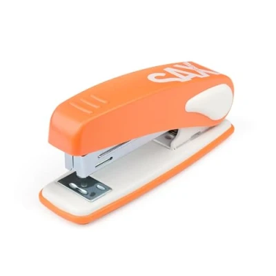 Imagen de SAX Design Grapadora 239 de oficina para 25 hojas, versátil con función grapado, hasta 63 mm profundidad incl. grapas 100x24/6 y 130x26/6, metal, naranja