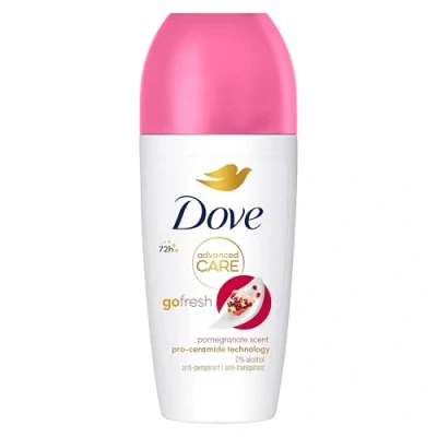 Imagen de Dove Advanced Care Desodorante Roll On 48h Granada y Limón Sin Alcohol para Mujer, con Aceite Nutritivo 100% Natural 1/4 de Crema Hidratante, Pack 6 x 50 ml