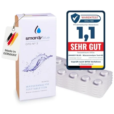 Imagen de smardy 50 Pastillas de Prueba DPD3 (Cloro Total) para Fotómetro, Medidor Agua Electrónico