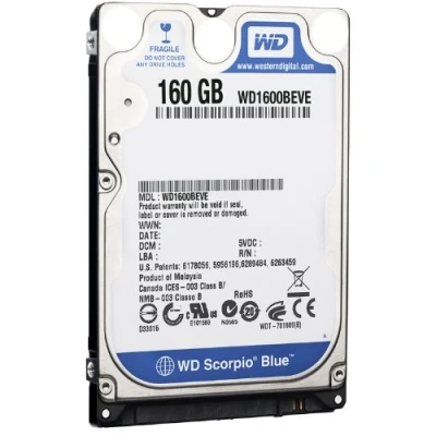 Imagen de Western Digital WD1600BEVE Scorpio Disco Duro Interno de 160 GB (5400 RPM, SATA, 100 MB/s)