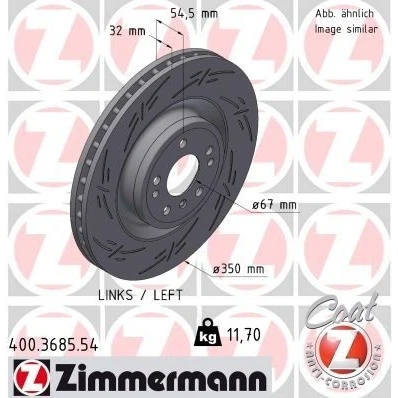 Imagen de ZIMMERMANN 400.3685.54 Disco de freno 350 32 8/5 5 112 ventilación interna, ranurado revestido altamente carbonizado MERCEDES BENZ: Clase ML, GLE SUV