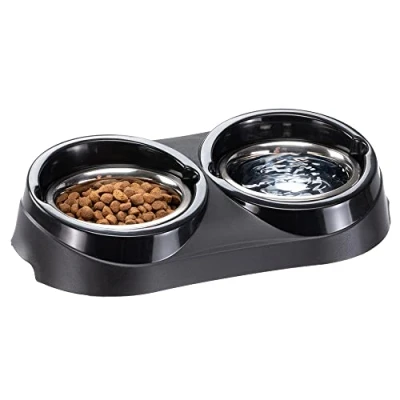 Imagen de Ferplast Porta Comederos para Perro Duo Feed con 2 de Acero Inoxidable Sistema Alimentación Doble Antideslizante y Ecológico Perro, 1 Litro