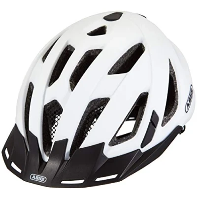 Imagen de ABUS casco urbano Urban I 3.0 de bicicleta con luz trasera, visera y cierre magnético para hombre mujer blanco, talla XL