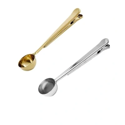 Imagen de Café Cuchara Clip,2 Piezas de Multifuncional Medidora para Té Acero Inoxidable 2 en 1 con Pinza Granos Leche