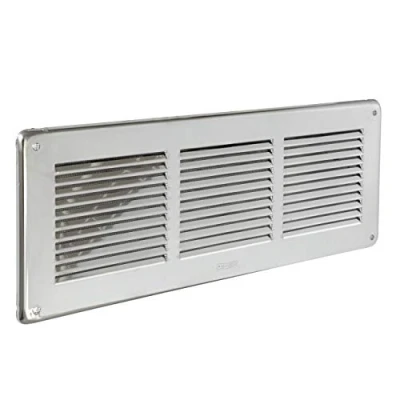 Imagen de La Ventilazione GIN30R Rejilla de ventilación inoxidable 430 rectangular para sobreponer con red antiinsectos, dimensiones: 340 x 140 mm