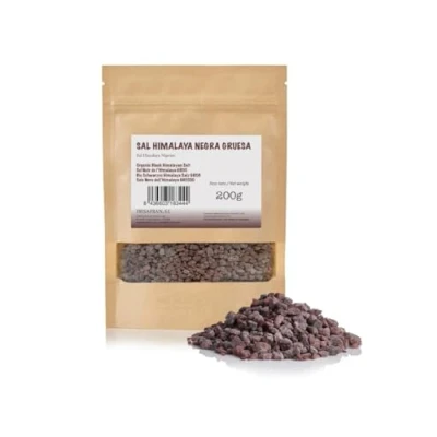 Imagen de FRISAFRAN sal negra Del himalaya gruesa 200g 100% Natural Kala Namak Sazonar, Condimentar Saludable Himlaya Sin Refinar Aditivos