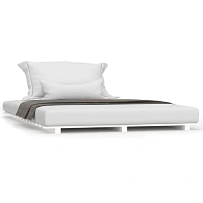Imagen de vidaXL Estructura de Cama Madera Maciza Pino Blanco 135x190 cm