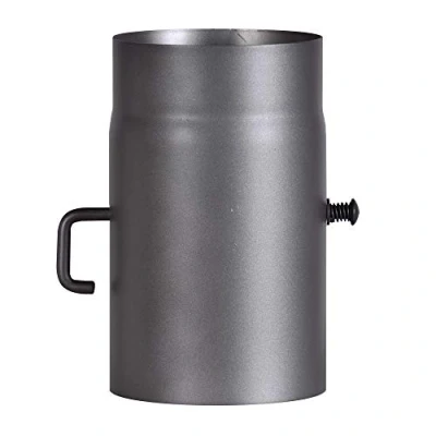 Imagen de FIREFIX RD150/2D Tubo de estufa acero 2 mm grosor (tubo humo) 150 diámetro, para estufas y fuegos, Senotherm, gris oscuro, 250 largo con tapa reguladora, negro