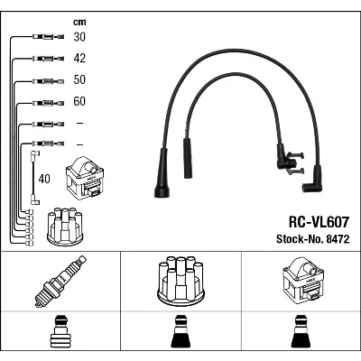 Imagen de NGK 8472 Juego de Cables Encendido 5 RENAULT: 19 II Hatchback, Chamade, I VOLVO: 460 L, 440 K