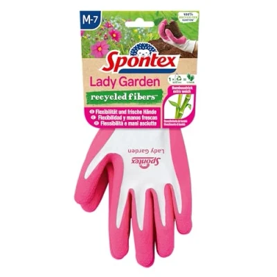 Imagen de Spontex Lady Garden Guantes de jardinería viscosa y fibras PET recicladas, gran comodidad, talla M, 1 par, color no seleccionable