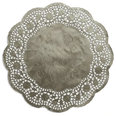 Imagen de Kunze Tarta Punta Redonda, Relieve (100 Unidades, diámetro 26.7 cm), kaschiertes Papel, Plata, x 1 cm, Unidades