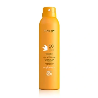 Imagen de Laboratorios Babé Fotoprotector Transparente Wet Skin SPF 50 200 ml Protección Solar de + Crema Cuerpo Resistente al Agua Rápida Absorción para Todo Tipo Piel contra Daños Solares