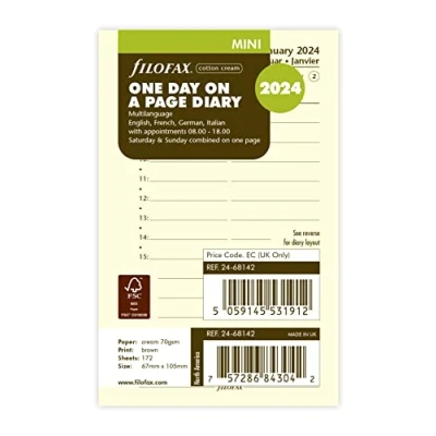 Imagen de Filofax Agenda 2024 de algodón con 4 idiomas color crema