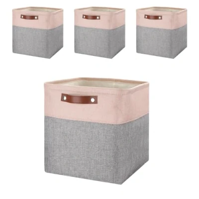 Imagen de MANGATA Cesta de almacenamiento tela, Set 4 cajas cubo para estantes, armario, dormitorio