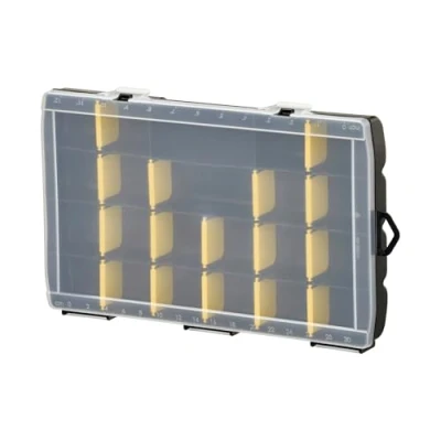 Imagen de STANLEY Organizador básico con 22 compartimentos, divisores extraíbles, personalizable, regla marcada en la tapa, polipropileno de alto impacto, dimensiones 35,7 x 22,9 4,8 cm, STST81681 1