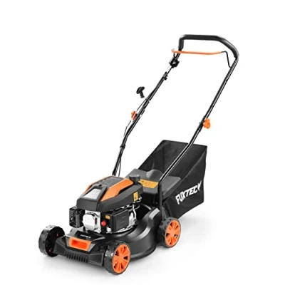 Imagen de FUXTEC cortacésped de Gasolina FX RM4180: liviano, Compacto, manejable y con una Buena relación Precio Calidad. Ancho Corte 40.6cm. Cesto recogedor 45L.
