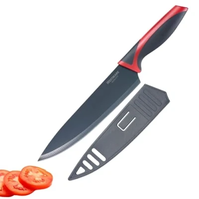 Imagen de Westmark Cuchillo de Chef/cocina, Longitud la hoja: 20 cm, Hoja ancha, Con protección hoja, Acero inoxidable / plástico, Antracita rojo, 14542280