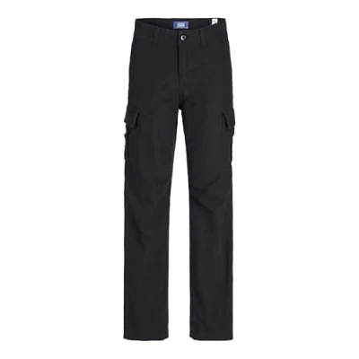 Imagen de JACK &amp; JONES JUNIOR JPSTKANE JJBARKLEY Cargo Pant Moda juvenil Pantalones Tipo, Black, 128 para Niños