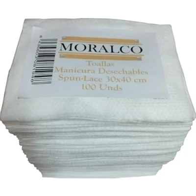 Imagen de MORALCO Toallas Desechables Spun Lace 100 Uds Blanca (Manicura 30 x 40)