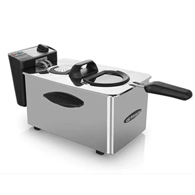Imagen de Orbegozo FDR 45 Freidora profesional, 4 L, termostato regulable, indicador luminoso, asa de tacto frío, recogecables, acero inoxidable, 2000 W