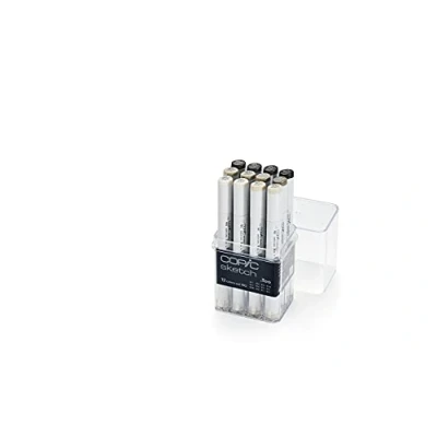 Imagen de Copic Sketch Set «12 Colors WG», de 12 en Expositor acrílico, Rotulador Doble con Punta Mediana y Pincel