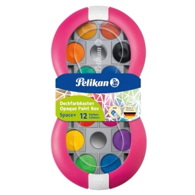 Imagen de Pelikan Acuarelas Linea Space Rosa Paquete de 12 colores con tazas separables + tubo blanco para niños jardín infantes y escuela primaria 724625