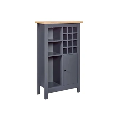 Imagen de Inter Link Armoire à Vin a bouteilles de Cuisine Buffet Pour 12 3 étagères ouvertes 1 Porte Nellina Reproduction chêne Artisan Anthracite