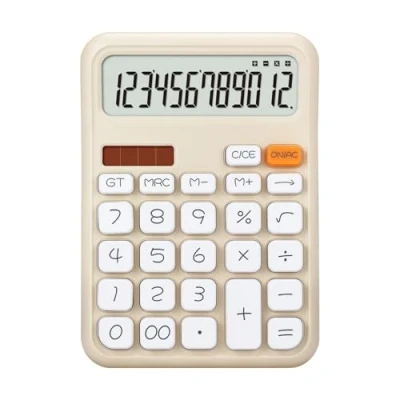 Imagen de OSALO calculadora de escritorio con pantalla LCD extragrande, 12 dígitos, botones grandes, contable, batería y energía solar, para oficina, negocios, uso diario, hogar (A7, tamaño pequeño)