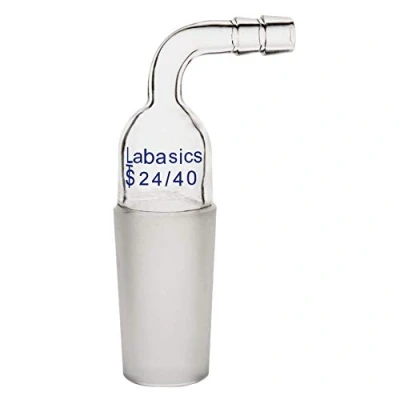 Imagen de Labasics Adaptador de Vidrio, Doblado Vidrio Entrada con Junta Macho 24/40 y 8mm Conexión Manguera Cristalería Laboratorio Inlet Adapter