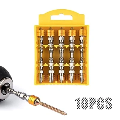 Imagen de Georcep Electric Dual Head Phillips Screwdriver, PH2 Cross 1/4&quot; Hex Shank Magnetic Collar Positioning Screwdriver bits for Impact Screw Driver Power Tools (10PCS 65mm)