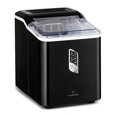 Imagen de Klarstein Maquina de Hielo Pequeña, Hacer Sobremesa para el Hogar y la Cocina, Capacidad 1,5L, Funcionamiento Rápido, 12kg Hielos Grandes Pequeños, Ice Maker Autolimpiable