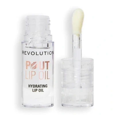 Imagen de Revolution, Aceite Labial Nutritivo Pout, de Labios con Color, Brillo Intenso, Acabado No Pegajoso, Vegano y Libre Crueldad Animal, Lychee Clear, 4ml