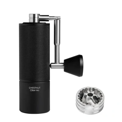 Imagen de TIMEMORE Chestnut C3 ESP Pro Molinillo de café manual con ajuste preciso del grado molienda, acero inoxidable y mecanismo cónico, mango plegable, recipiente para granos 25 g, color negro