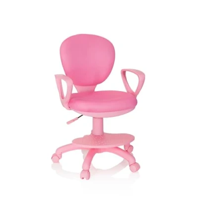Imagen de hjh OFFICE 670977 Silla de Escritorio para niños Kid Colour Tela Rosa, giratoria con apoyabrazos y reposapies
