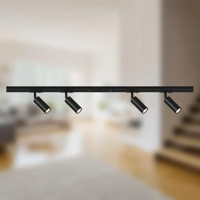 Imagen de Briloner RAIL 230 V sistema de riel, negro, 4 focos LED, longitud 1,5 m