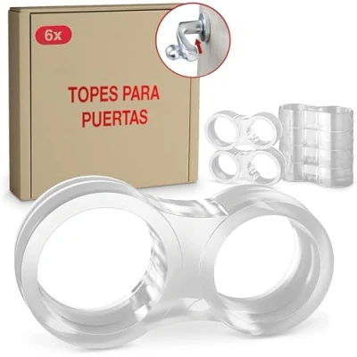 Imagen de Topes Manillas LouMaxx Set de 6 Transparentes goma para manijas Puertas y Ventanas Paquete Sujeta proteger contra los arañazos