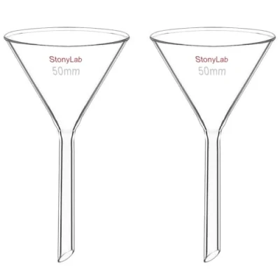 Imagen de StonyLab 2 Paquetes Embudo de Vidrio Borosilicato Glass Funnel, Tallo Corto 50 mm Diámetro, Longitud Del Vástago