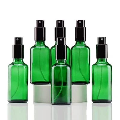 Imagen de YIZHAO Verde Bote Spray Pulverizador Cristal 50ml, Pequeño con Fina Niebla, para Aceite Esencial, Aromaterapia, Perfume,Limpieza, Viaje, Agua,Farmacia, Laboratorio 6Pcs