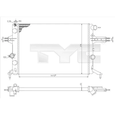 Imagen de TYC 725 0021 Radiador, refrigeración del motor OPEL: Astra G CC, Zafira A, Berlina