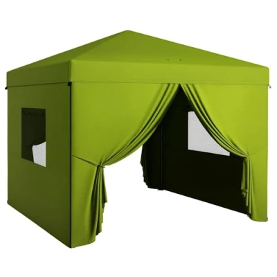 Imagen de Outsunny Carpa Plegable 3x3 m Cenador de Jardín con 4 Paredes Laterales 2 Ventanas Malla Altura Ajustable Bolsa Transporte Impermeable y Anti UV para Camping Fiestas Verde