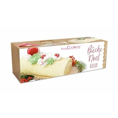 Imagen de ScrapCooking Kit de tronco Navidad enrollado Accesorios pastelería con alfombra silicona, casquillos acero inoxidable y bolsillos para repostería Receta postre