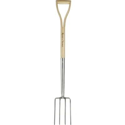 Imagen de Kent &amp; Stowe horca de jardín Horquilla Acero Inoxidable para cavar, Ideal arriates Estrechos, con Mango Madera, tamaño: 104 cm